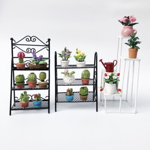 Dollhouse Flower Stand Miniature Iron Rack Furniture Shoes Shelf Scene Model - Picture 1 of 16