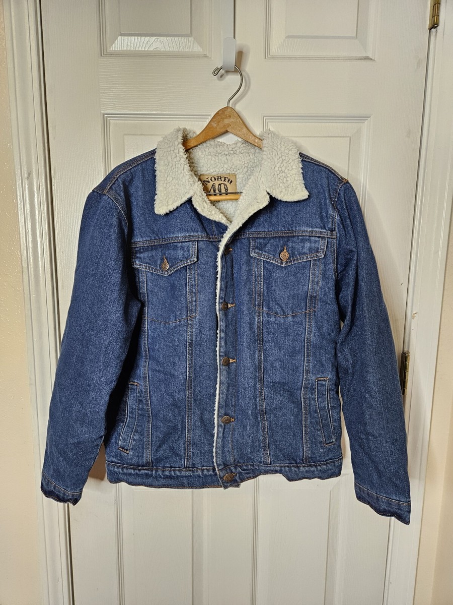 North 40 Sherpa Lined Denim Truckers Jacket Men's Medium Cowboy