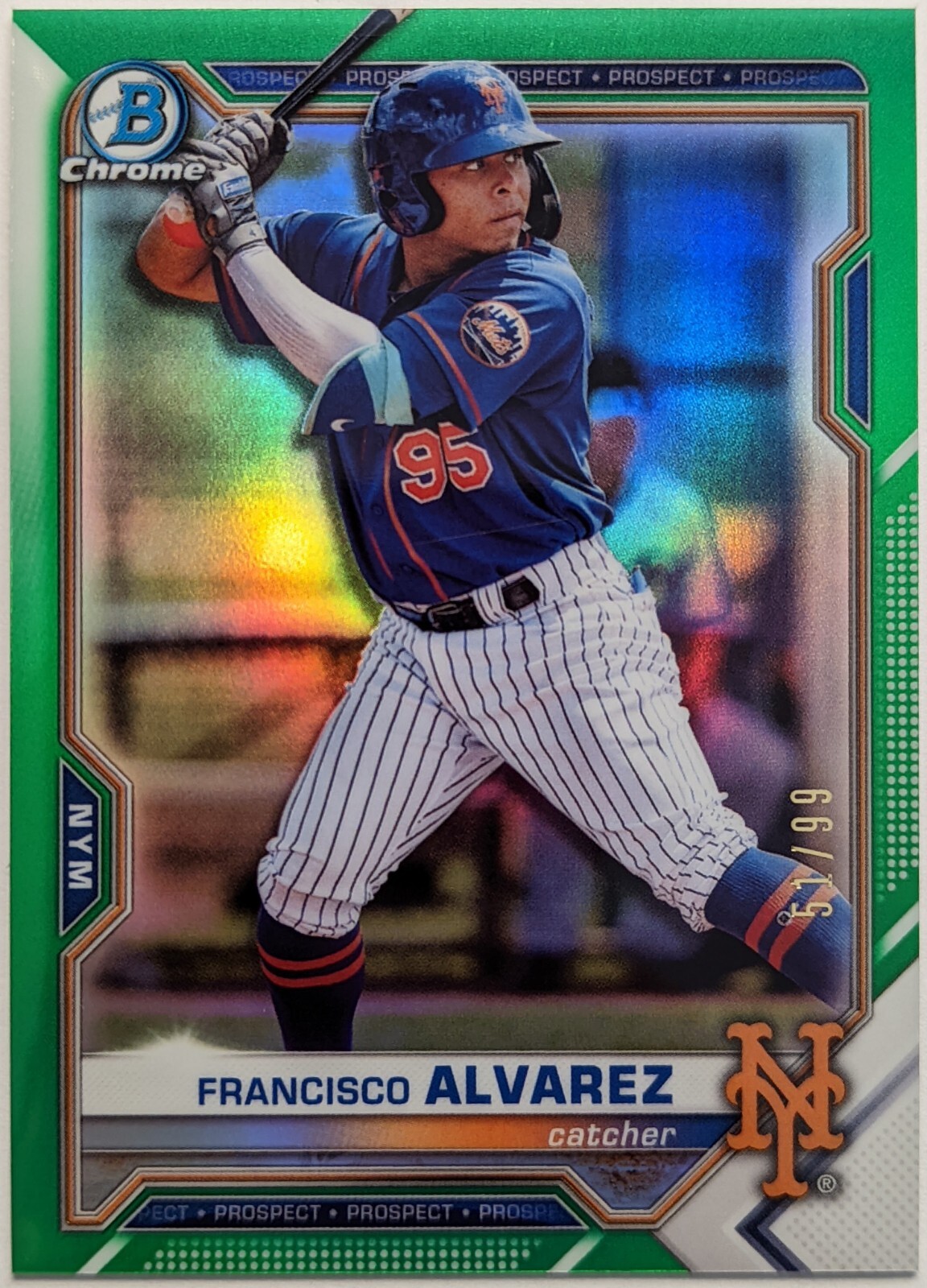 🔥2021 Bowman Chrome FRANCISCO ALVAREZ BCP-209 GREEN REFRACTOR /99 MINT! 🔥