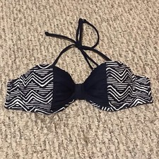 aerie Holly Blue White halter or strapless Bikini swimsuit Top Size 34A