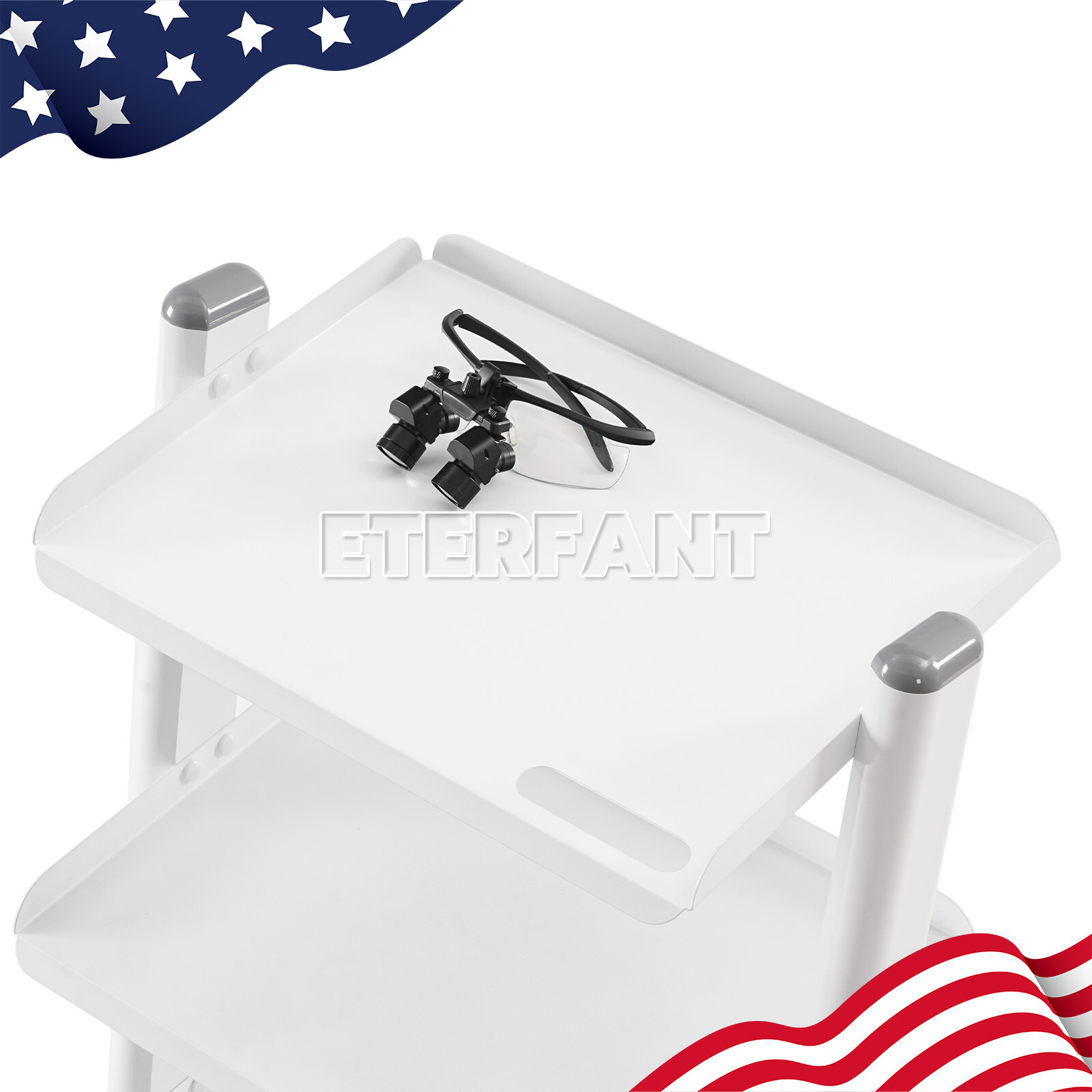 ETERFANT 3 Tiers Medical Tool Cart Dental Trolley Cart Mobile Instrument Cart