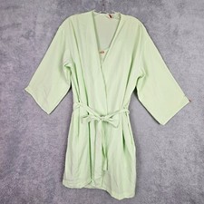 Vtg 90s Josie Natori 2 Piece Chemise S Green Gown Robe Set Adj Strap Pockets