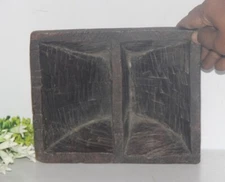 Primitive Original Vintage Handcrafted Old Wooden Trible Spice / Salad Bowl