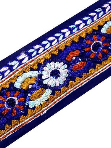 Vintage Saree Border India Decorative Trim Antique Embroidered Ribbon Silk Sari - Picture 4 of 8