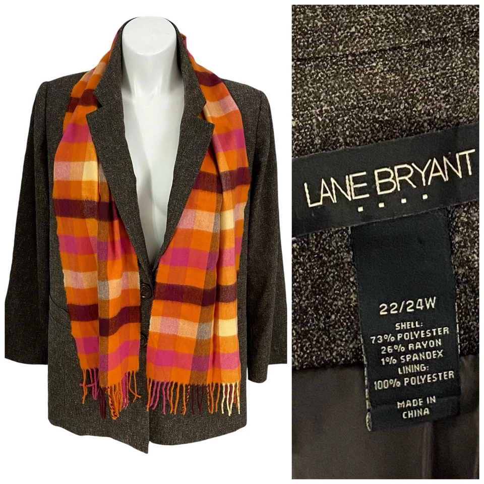 Lane Bryant Blazer Womens 22/24W Brown Work Office Casual Jacket Basic Capsule - Imagem 2 de 4