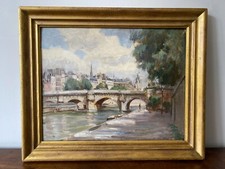 HUILE SUR PANNEAU SIGNEE DUNCAN MCGREGOR WHYTE DATE 1928 LE PONT NEUF QUAI PARIS