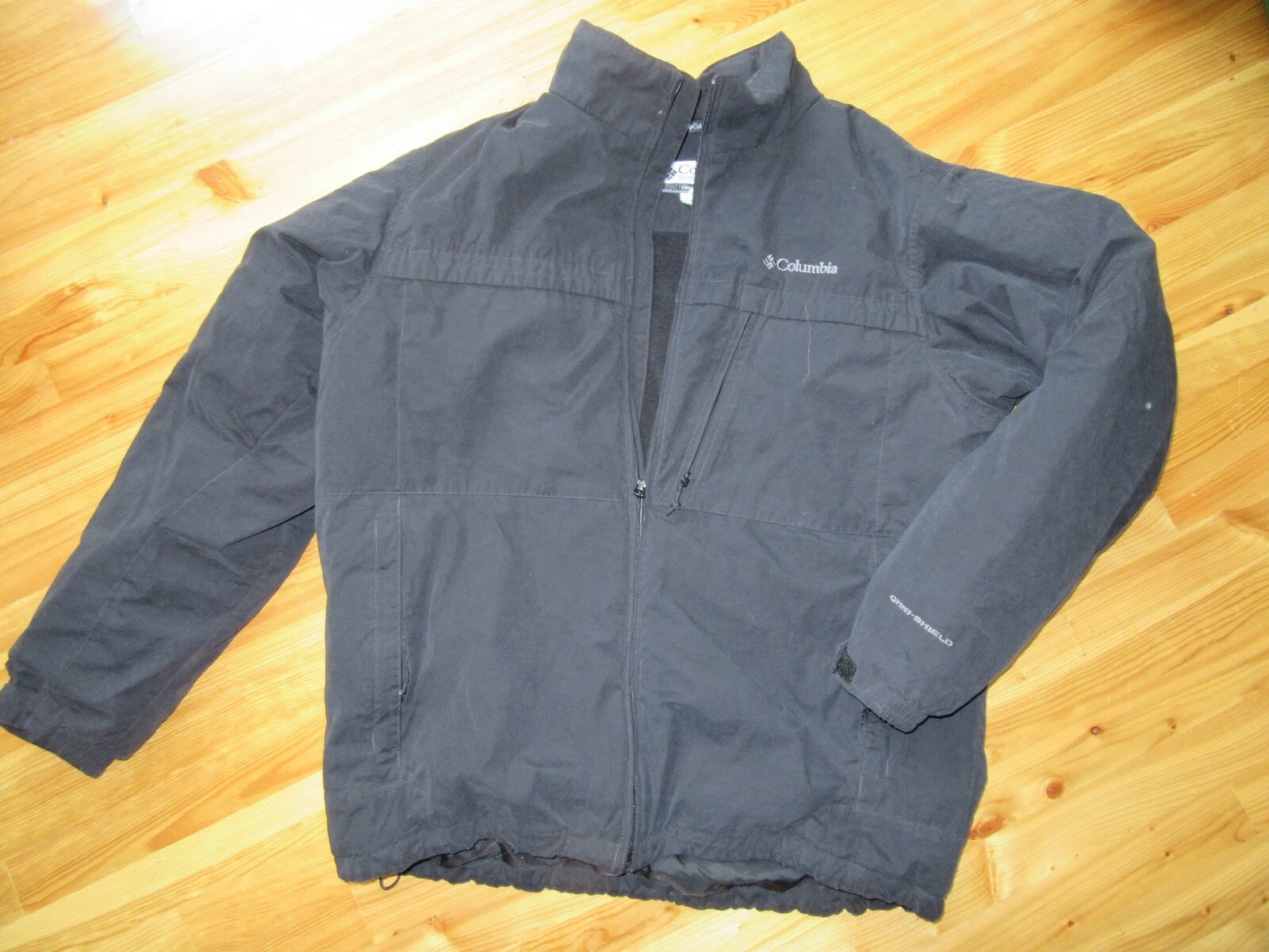 Columbia Mens L L/S Zip Pockets Lined Fleece Zip Up Black Jacket Great Preowned