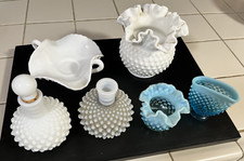 Vintage Hobnail Milk Glass 11-Piece Lot Fenton Unmarked Estate Find