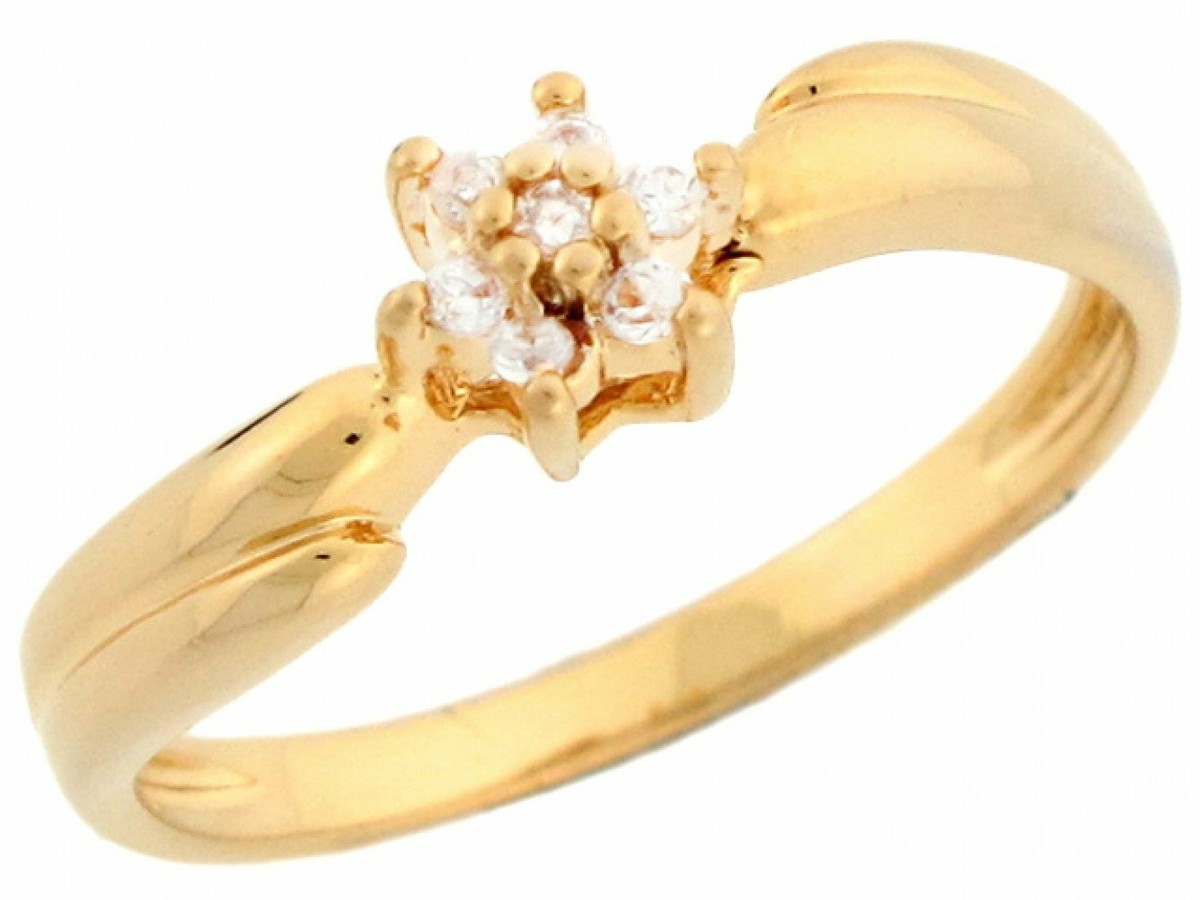 14K Gold Flower Diamond Engagement Ring / Natural Diamond  New 14k Gold Flower Cluster Diamond Promise Ring display picture 1