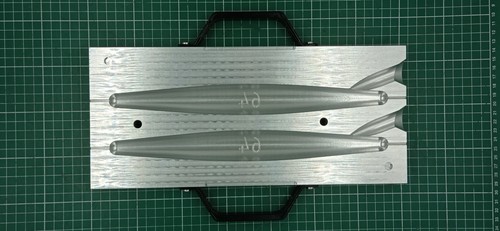 CNC machined aluminum two cavity 64oz Trolling sinker fishing mold - Picture 3 of 4