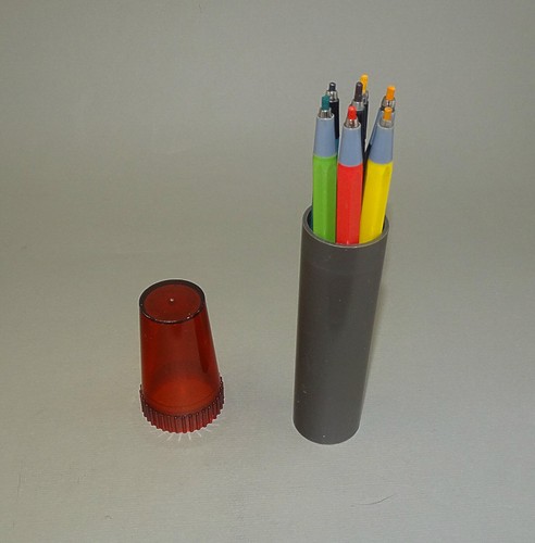 Juego de 7 lápices mecánicos de ingeniería soviética vintage KIMEK, soporte redondo - Imagen 2 de 8