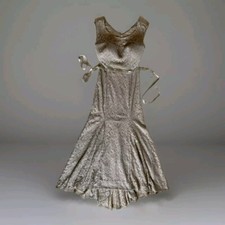VTG SEQUIN HEARTS Women's 5 Prom Homecoming Formal Fairy Lace Dress Silver Gray