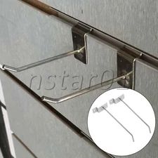 Single Hook Pin Arm Fittings Prong Hangers Slatwall Display Set of 200 Silver