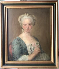 18th Circle Louis TOCQUE (1696-1772) - Baroque Oil on Canvas - Portrait of Woman