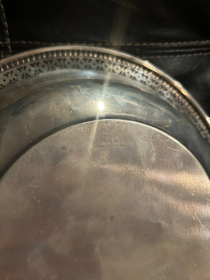 Cuenco de plata esterlina de 10"" estampado con sello - B17 - Watson Company perforación ornamentada Foto 4 de 4