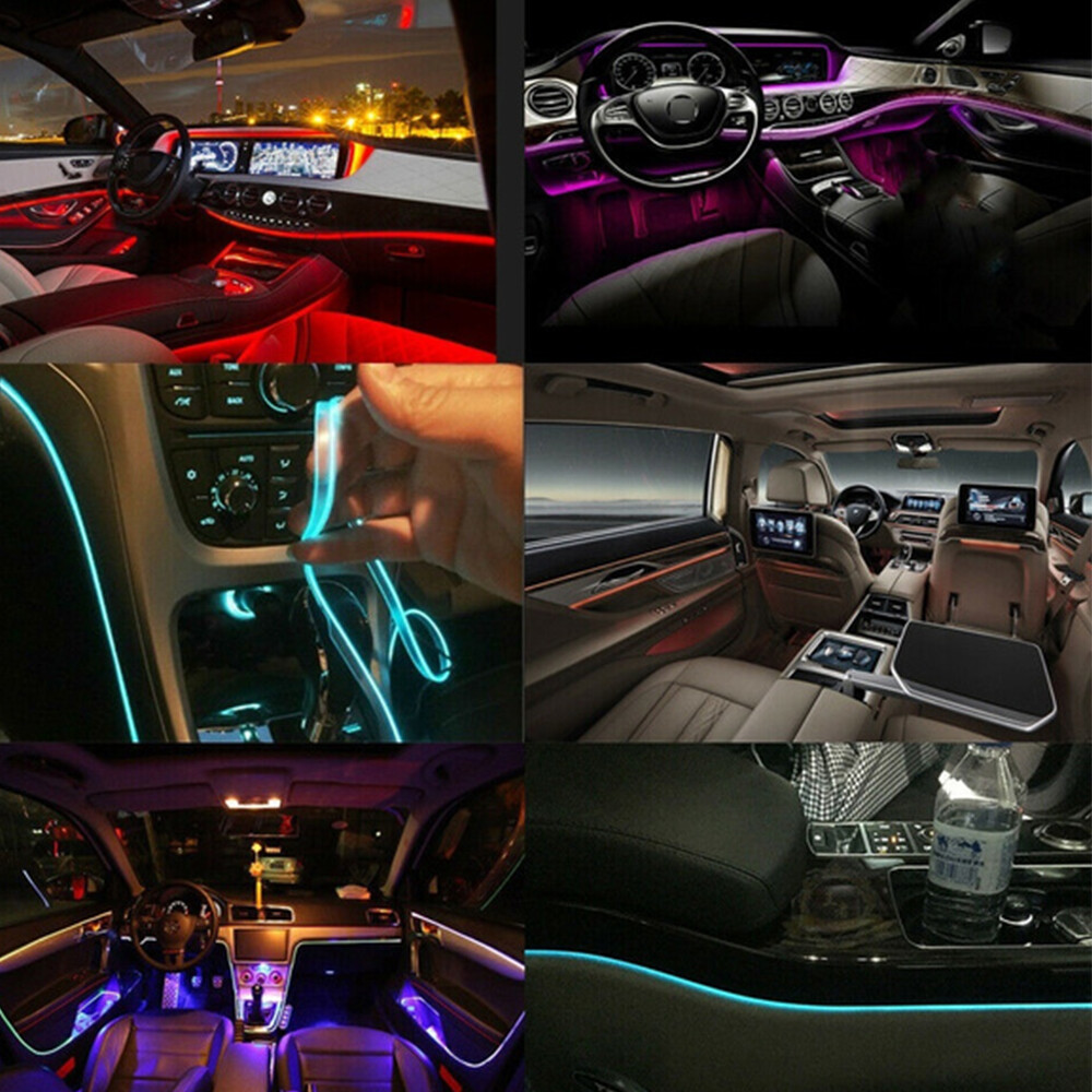 RGB LED Car Interior Fiber Optic Neon Strip Atmosphere Light APP Remote Control