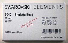 18mm 5040 Genuine Swarovski JET BRIOLETTE BEADS, Sealed FP of 24 pcs.