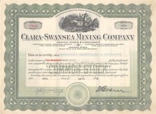 Clara Swansea Bergbau Compagny 1929 100 Shares Montana (6912)