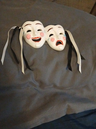 Comedy Tragedy Happy Smile Ceramic Masks Small Wall Hanging