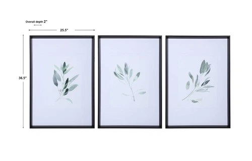 Uttermost 33723 Simple Sage Watercolor Prints, Set of 3 - Picture 7 of 7