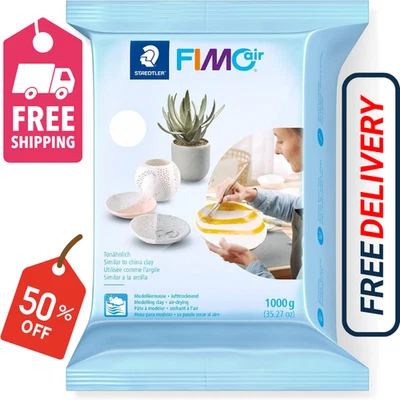 BRANDED STAEDTLER 8101-0 FIMO Air Basic - Air-Drying Modelling Clay, 1 kg 1kg, White