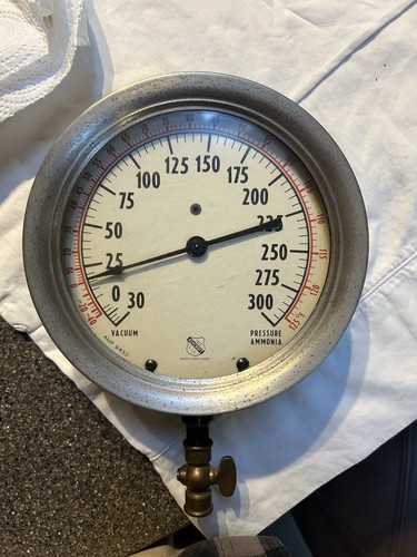 Nice Vintage Brass Ashcroft 7β Vacuum/Ammonia Pressure Gauge