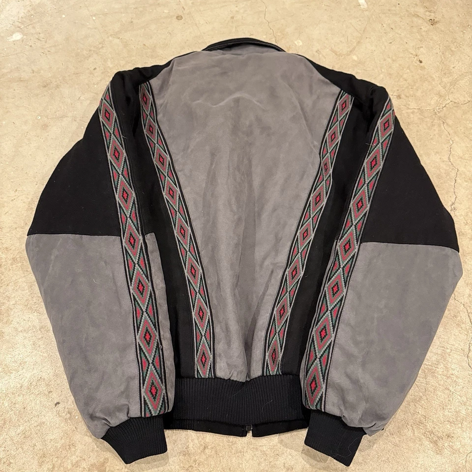 Vintage Cripple Creek Jacket Mens Large Black Black Western Aztec 90s - Image 2 of 4