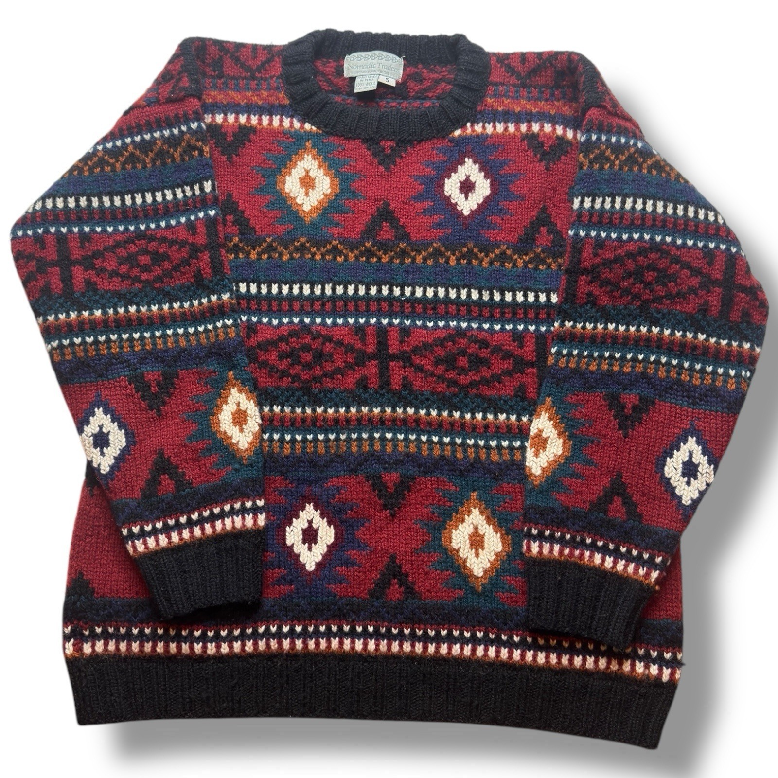 Vintage Nomadic Traders Aztec Pattern 100% Wool S… - image 1
