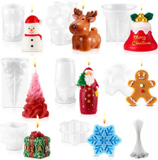 8 Pcs 3D Christmas Candle Mold Set Silicone Soap Epoxy Resin Wax Mold 3D Christm