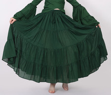 Women's Casual 8 yard Cotton Long Maxi Green Skirt Boho Gypsy Hippie ATS Skirt