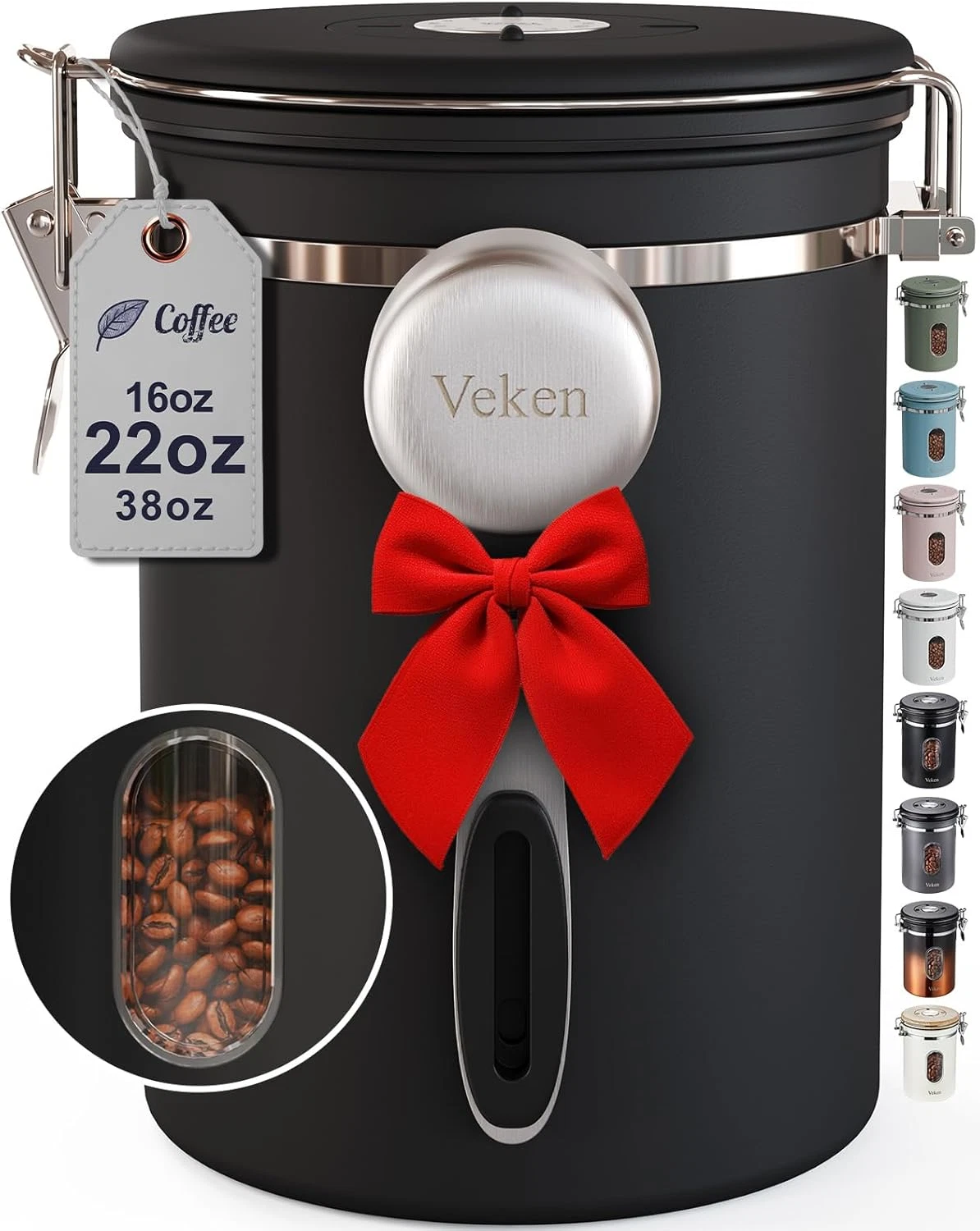 Coffee Canister with Window,Airtight Stainless Steel Pantry Container,Home Kitch