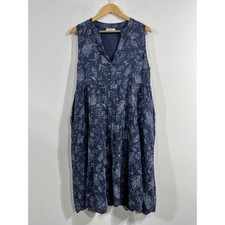 Rosemarine Resort Linen Butterfly Hummingbird Floral Tiered Midi Dress Medium