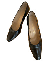 SILVIA FIORENTINA MADE IN ITALY BLACK LEATHER PUMPS HEELS SHOES 7 M