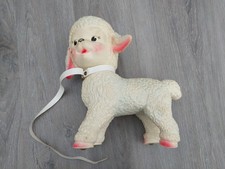 The Sun Rubber Company - Blue and Pink Rolling Rubber Lamb Toy 1961