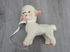 The Sun Rubber Company - Blue and Pink Rolling Rubber Lamb Toy 1961