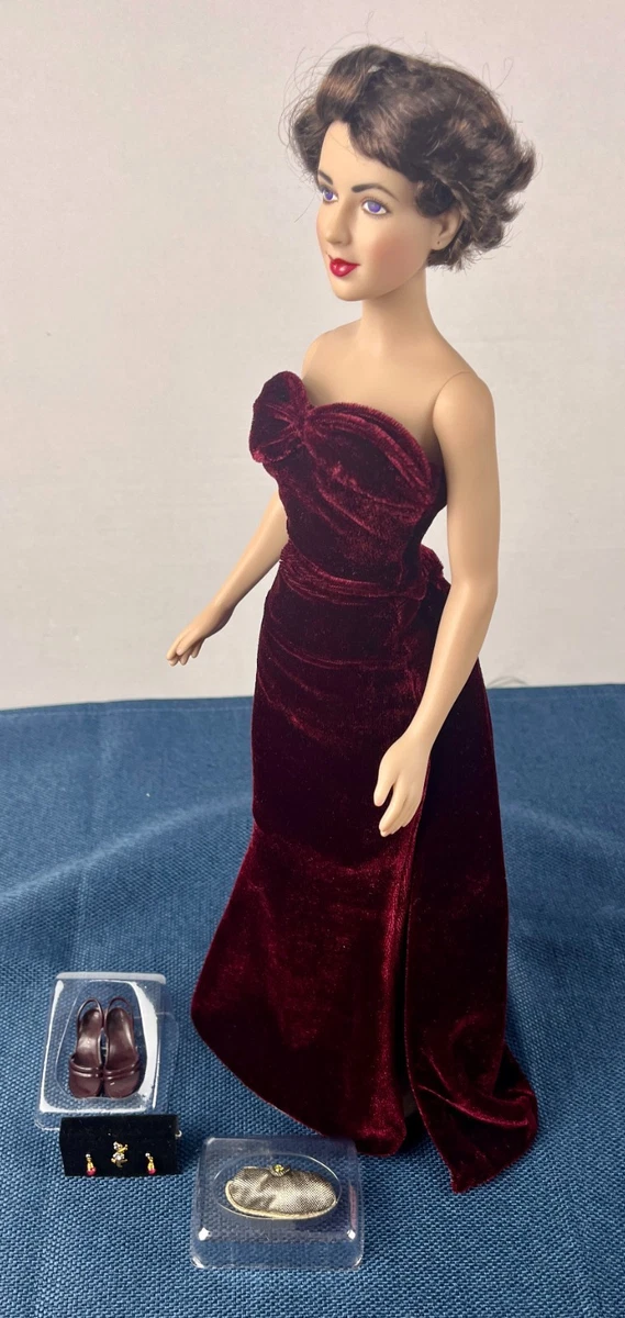 Franklin Mint Elizabeth Taylor Fashion Doll Burgundy "Rhapsody" Gown