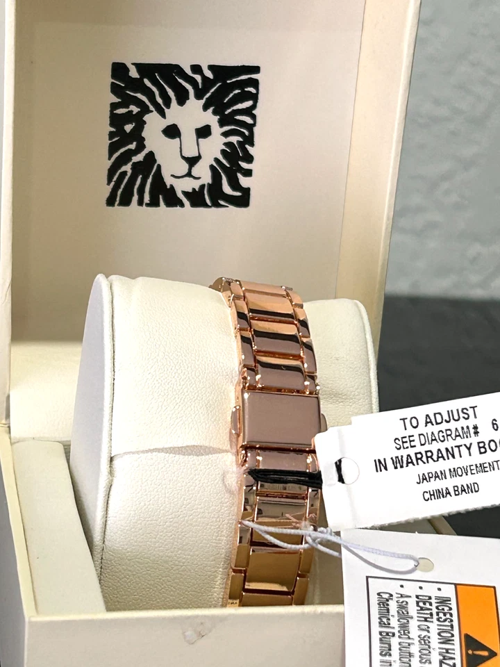 Anne Klein Women's Rectangular Case Rose Gold Tone Metal Bracelet Dress Watch. - Image 2 of 4