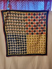 Vintage style silk scarf featuring abold, retro mid century modern floral design