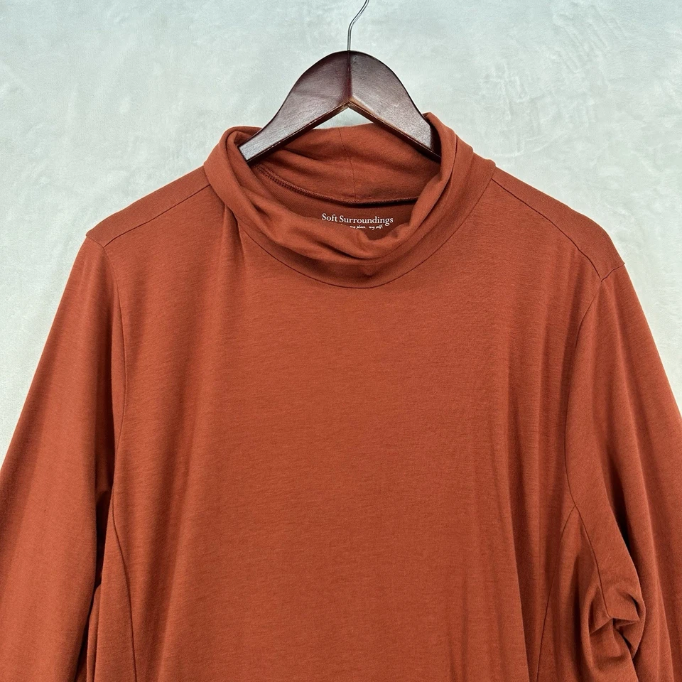 Soft Surroundings Dress Womens 3X Jackie Terracotta Maxi Turtleneck Knit Modest - Image 2 of 4