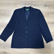 Vintage Lauren Ralph Lauren Women's Wool And Rayon Blazer Navy Blue Size 12P