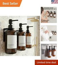 Stylish Shampoo  Conditioner Dispenser Set of 3 - Wall Mount, Drill Free
