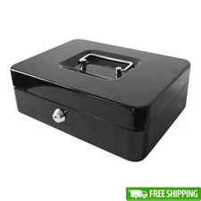 10 Inch Metal Cash Box W/ Key Lock Removable Money Tray Organizer YFC-25 New