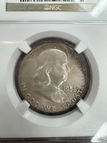 1958 NGC MS65 Franklin Half Dollar Toned- CM-0189