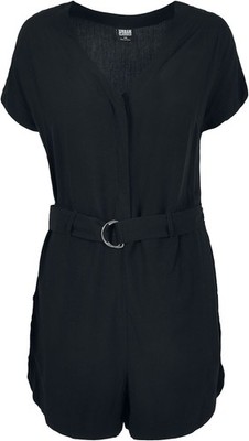 Urban Classics Jumpsuit Damen Ladies Short Black Viscose Belt Jumpsuit schwarz