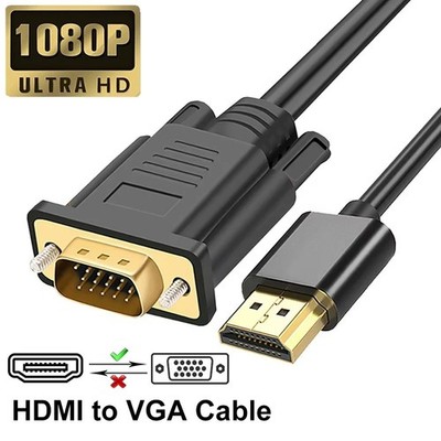 HDMI to VGA Adapter Cable 1080P Male to Male Digital to Analog Video Lead
