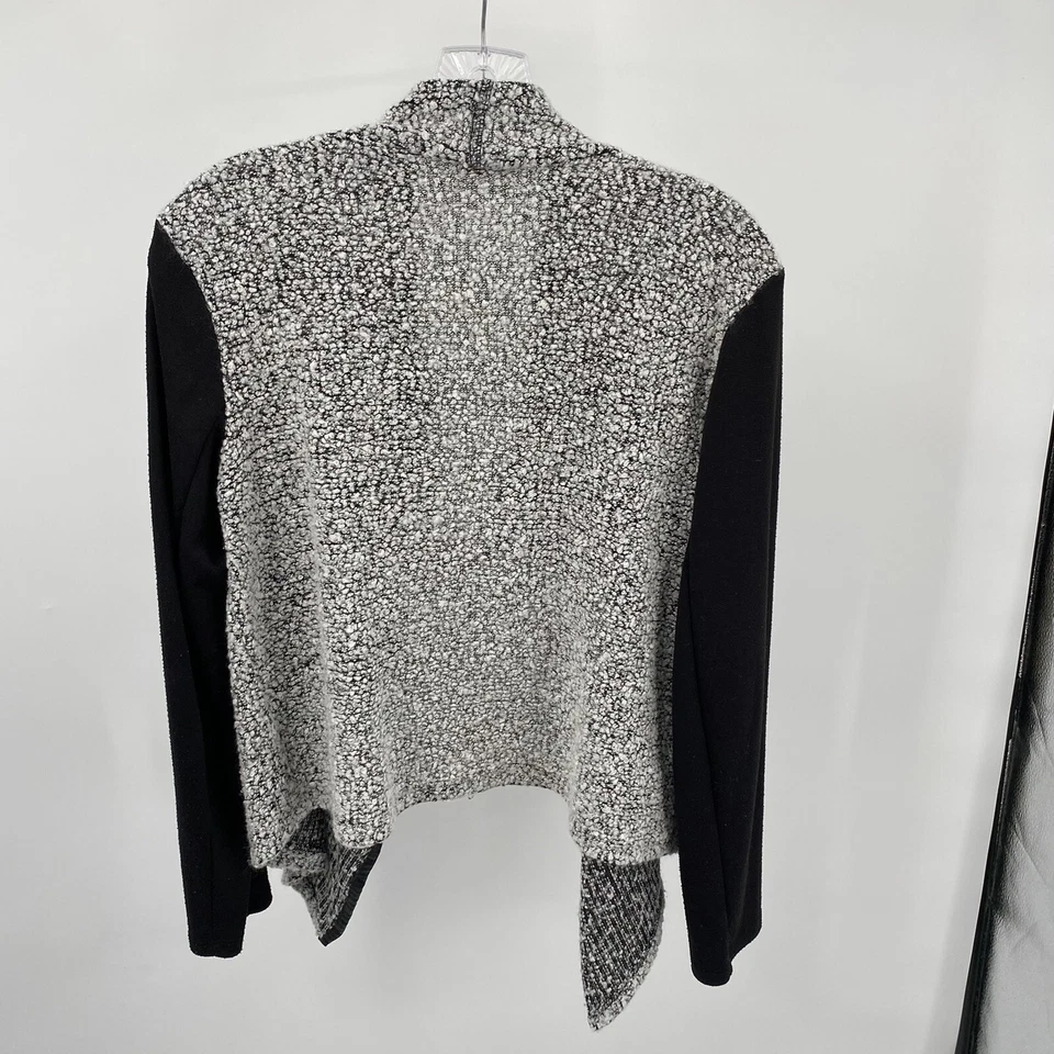 Cárdigan Sunny Leigh Frente Abierto Suéter Gris Jaspeado Mezcla Lana Boucle EE. UU. Talla M Foto 2 de 4