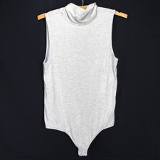 Express Mock Neck Bodysuit Womens Size M Gold Metallic Sleeveless Rayon Knit
