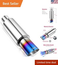 Exhaust Muffleruniversal Stainless Steel Exhaust Burnt Tip14.8 Inches Lengt... Exhaust Muffleruniversal Stainless Steel Exhaust Burnt Tip14.8 Inches Lengt...