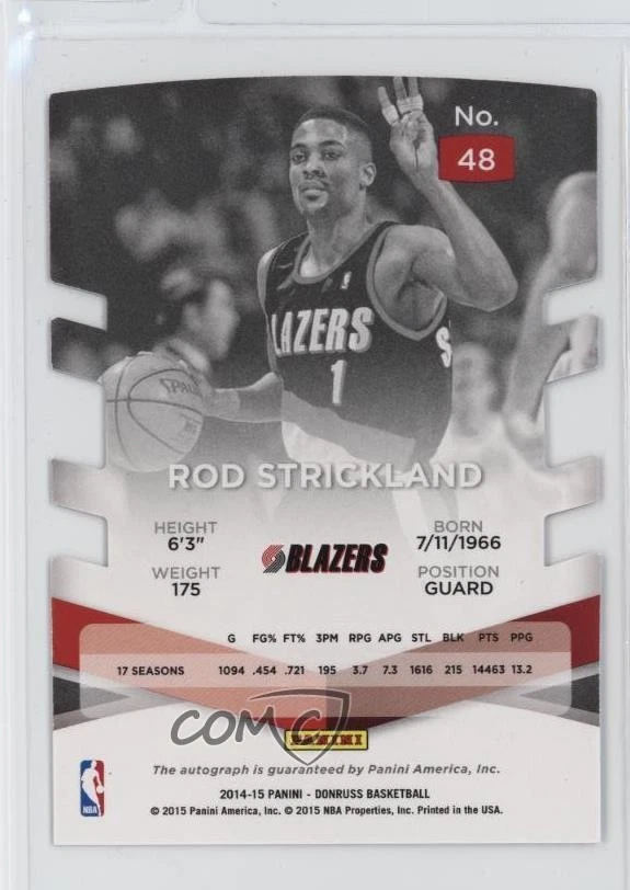 2014 Panini Donruss Elite Status Signatures Blue Die-Cut /49 Rod Strickland Auto - Image 2 of 2