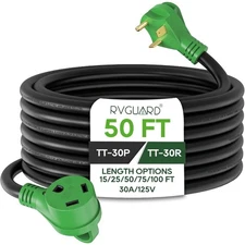 Foot RV Extension Cord, Heavy Duty 10/3 Gauge STW Cord with LED Power Indicator